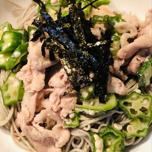 豚肉とオクラのそうめん